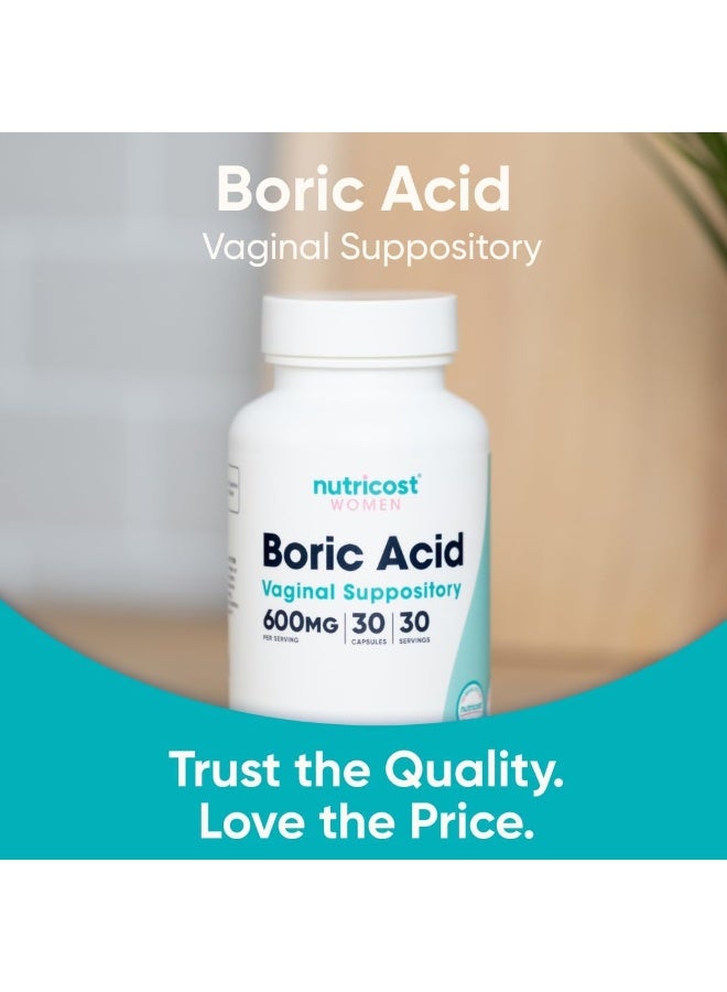 Nutricost Boric Acid 600mg, 30 Capsules - Vaginal Suppository - Non-GMO - for Women - Image 5